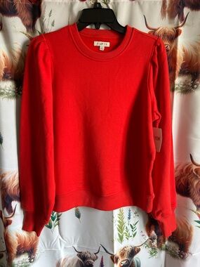 Molly Yeh Vibrant Orange Women’s Puff Sleeve Fleece Sweatshirt